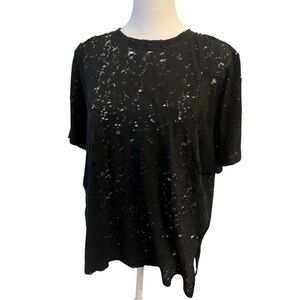 IRO Black Distressed Short Sleeve Tee